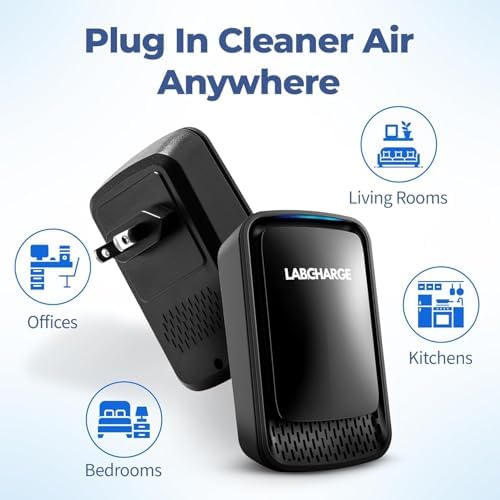 Lab Charge Air Ionizer for Home, Plug-In Filterless Negative Ion Air Purifier, Quiet Air Freshener for Bedroom, Office, Kitchen, Mini Air Cleaner for Odor, Smoke, Dust Mites & Pet Dander (4)