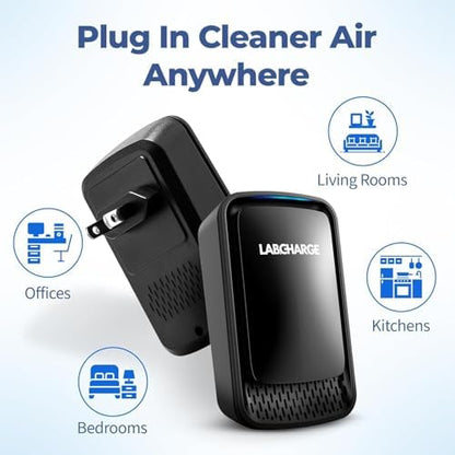 Lab Charge Air Ionizer for Home, Plug-In Filterless Negative Ion Air Purifier, Quiet Air Freshener for Bedroom, Office, Kitchen, Mini Air Cleaner for Odor, Smoke, Dust Mites & Pet Dander (8)