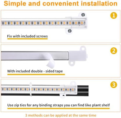 LED Grow Light Strips, Grow Lights for Indoor Plants Full Spectrum 3000K, Plant Light Bar with 3/9/12H Timer, 10 Dimmable Levels for Seedling Succulent,Best Match for Plant Shelf(3 Head×2 Pack)