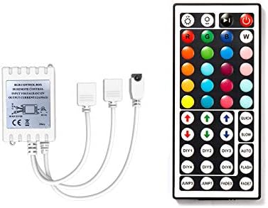 DAYBETTER Led Lights 2 Ports 44 Key Remote Control, Dimmer for Strip, 4 Pin Output Remote Controller for Led Strips 12 24V DC Tape Light (Without Power Adapter)