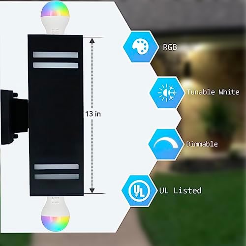 rosykite 13" RGB Outdoor Wall Lights, Warm to Cool White Up Down Sconce