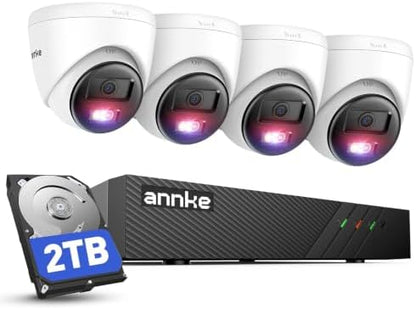 ANNKE 8CH 5MP PoE Security Camera System, 2TB HDD, 4pcs 3K Outdoor IP Cams