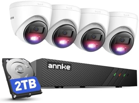 ANNKE 8CH 5MP PoE Security Camera System, 2TB HDD, 4pcs 3K Outdoor IP Cams