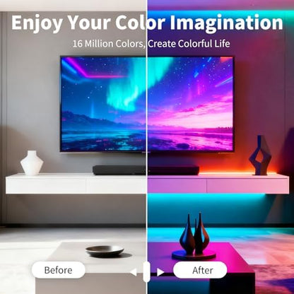 LED Strip Lights,RGB Music Sync Color Changing Led Lights with Smart App Control Remote & Remote Control,LED Lights for Bedroom,Room Essential,Sense of Atmosphere Decorations(65FT-1Roll)
