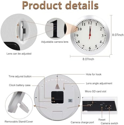 1080P HD Mini Spy Camera Wall Clock Cameras with Motion Detection