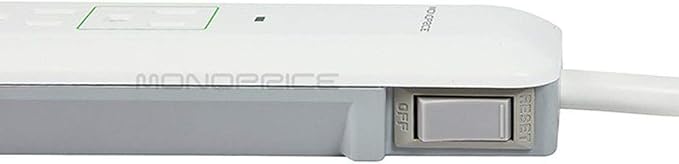 Monoprice 6 Outlet Slim Surge Protector Power Strip - 540 Joules, With Power/Circuit Breaker Switch, 500 Volts Clamping Voltage, UL Rated Cord, 3 Feet, White