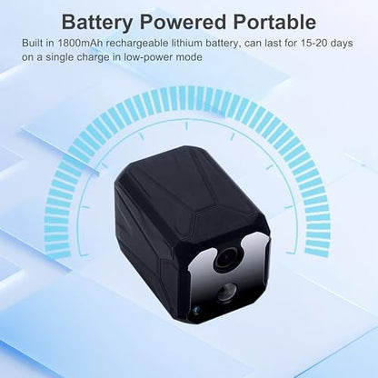 ZHENHAN 1440P HD Mini WiFi Security Camera – Indoor Wireless Rechargeable Pet/Home/Office Surveillance with Motion Detection, Night Vision, 100-Day Battery, Cloud/SD Storage & App Control (Black)