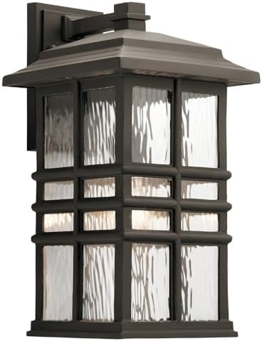 Kichler Beacon Square 17.5" 1 Light Outdoor Wall Light with Clear Hammered Glass in Olde Bronze®