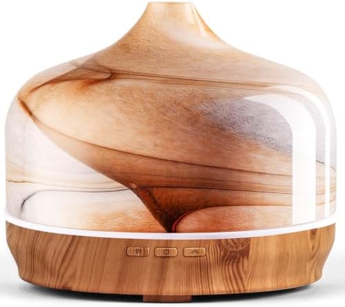 Porseme 500ml Glass Essential Oil Diffuser Aromatherapy Ultrasonic Cool Mist Humidifier 15-21 Running Hours Waterless Auto-Off Air Diffusers for Sleeping Yoga Working Spa(Desert)