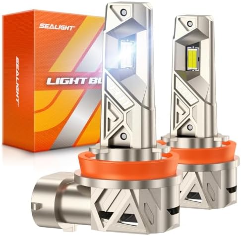 SEALIGHT H11/H9/H8 LED Bulbs, 66000LM 10X Ultra Brighter H11 Fog Bulb, 32PCS Lighting Chips, IP68 Proof 80,000hrs+ Lifespan, H16 Front Fog Light 6500K White Bulbs, Anti Hyper Flashing, Pack of 2