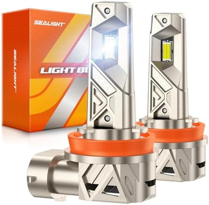 SEALIGHT H11 Bulbs or H8/H9/H16 Light, 66000LM 1000% Bright S6 Pro H11 Bulb with 2026 4th LED Chips, 70000hrs+ Lifespan Drving Light, 6500K White 1:1 Design Plug and Play Fog Light, Pack of 2