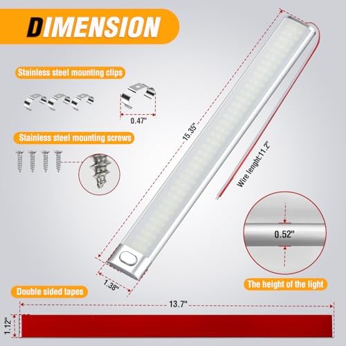Nilight LED Interior Light Bar 2PCS 15.4 Inch Strip Light White