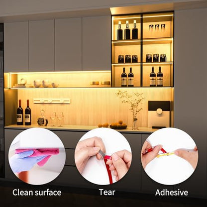 WOBANE 9.8ft COB LED Strip, Dimmable Under Cabinet Lighting with RF Remote