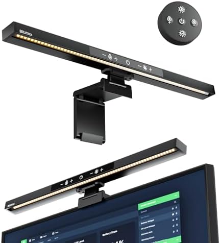 Monitor Light Bar with Remote Control,USB Computer Lamp,Eye-Care Screen Bar,Adjustable Color Temperature,Stepless Dimming,No Glare Desk lamp Home Office Game,(BM-ES1 PLUS)