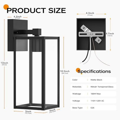 WIHTU 13in Outdoor Porch Light Wall Mount, Exterior Lighting Fixture
