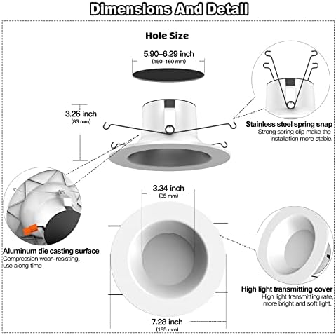 Smart Can Light 6 Inch, Multicolorred, Dimmeble, 2700K-6500K CCT Selectable, RGB Remote LED Recessed Lighting 4 Pack, WiFi & Bluetooth LED Downlight, Compatible with Alexa Google Home