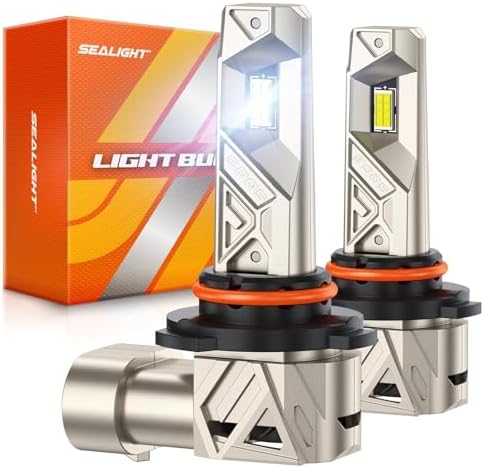 SEALIGHT 9005/HB3 Bulbs, 66,000LM Cool White 6500K, IP68 Waterproof 80000h Long Lifespan, Real 1:1 Size to HB3 Fog Light Bulbs Plug N Play, 99% Compatible Anti Hyper Flashing, Pack of 2