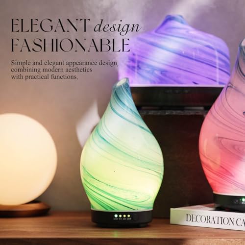 Porseme Essential Oil Diffuser 150ml Handmade Glass Diffuser 6H Runtime