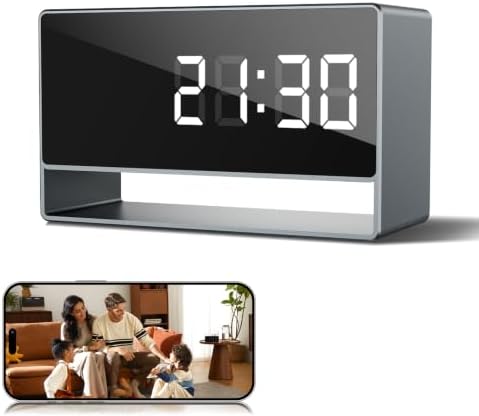 1080p HD WiFi Wireless Indoor Security Cam with Night Vision, Indoor Camera with Clock with App Control, Nanny Cam with AI Motion Detection, Loop Recording, Local & Cloud Storage for Home, Easy to Use