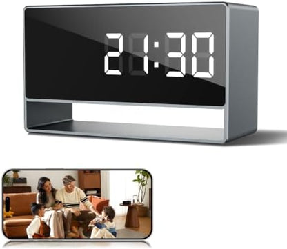 1080p HD WiFi Wireless Indoor Security Cam with Night Vision, Indoor Camera with Clock with App Control, Nanny Cam with AI Motion Detection, Loop Recording, Local & Cloud Storage for Home, Easy to Use