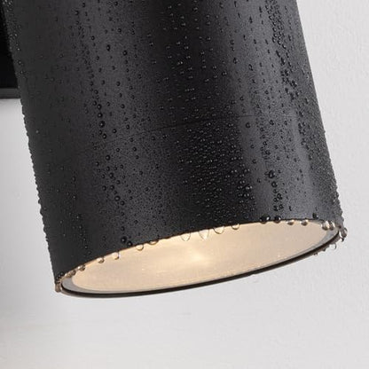 mirrea 14" Modern Outdoor Porch Light in 2 Lights, Matte Black, 2 Pack