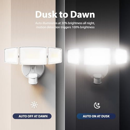 Onforu 2 Pack 100W 11000LM LED Motion Sensor Outdoor Lights, Dusk to Dawn Flood Lights Outdoor Motion Sensor, Hardwired Security Lights Floodlights Outside 6500K Daylight IP65 Waterproof (White)