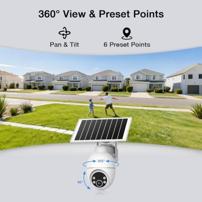 TKENPRO 2K Solar Camera Outdoor Wireless, 2.4GHz Wi-Fi Connected