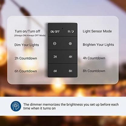 DEWENWILS Dusk to Dawn Outdoor Dimmer with Timer for Patio Lights