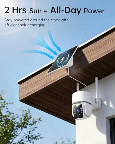5G & 2.4G Wi-Fi Outdoor Camera Wireless,Solar Security Cameras Wireless Outdoor, 2K 360° PTZ Camera, Solar/Battery Powered, PIR Human Detection, Color Night Vision,Two-Way Voice Calling