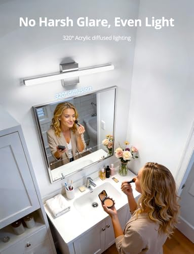 Combuh Vanity Light Fixtures for Mirror, Modern Bathroom Wall Sconce Chrome