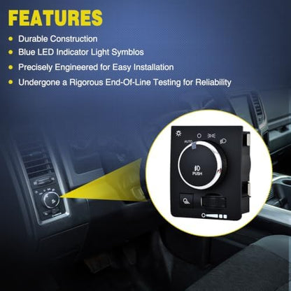 Nilight Headlight Dimmer Switch for 2010 Dodge Ram 1500 2500 3500
