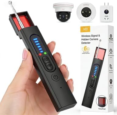 Hidden Camera Detector, Security Camera Tracker Portable Camera Detector, Anti-Spy Device Tracker for Travel, Home, Hotel, Office, 6 Levels Sensitivity