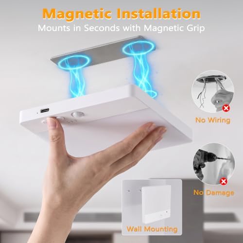 ODEETRONIC Rechargeable Motion Sensor Ceiling Light Closet, 2 Pack Wireless