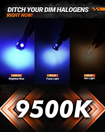 SEALIGHT 194 LED Bulbs, 168 W5W 2825 LED Bulb 6000K Brilliant Blue Super Bright Replacement for Dash Board Light, License Plate Light, Dome Light, Map Light,Courtesy Light (Pack of 10)
