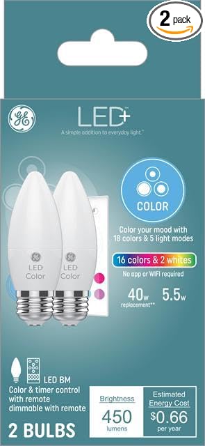 GE LED+ Color 40-Watt Replacement Decorative Medium Base LED Light Bulbs (2-Pack)