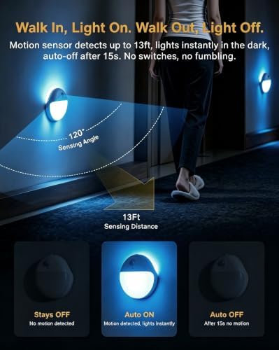 YUNLEX Toilet Night Light Motion Activated, Dim Light Battery Operated