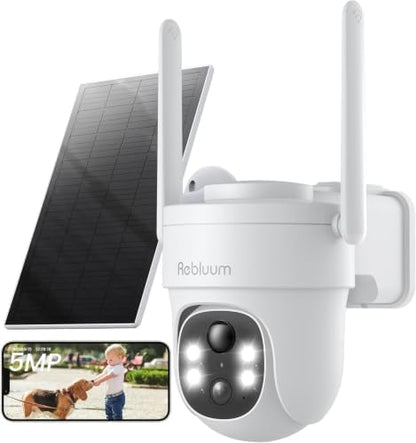 3K/5MP Solar Security Cameras Wireless Outdoor, 360°PTZ Camera