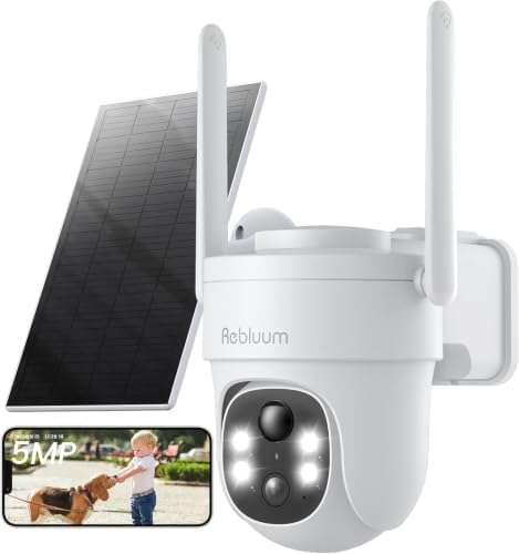 3K/5MP Solar Security Cameras Wireless Outdoor, 360°PTZ Camera