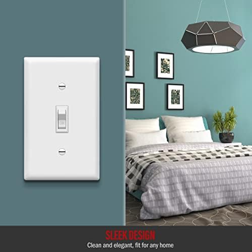 ENERLITES 10 Pack Toggle Light Switch with Wall Plate, Single Pole, White