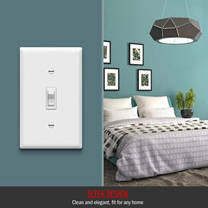 ENERLITES 10 Pack Toggle Light Switch with Wall Plate, Single Pole, White