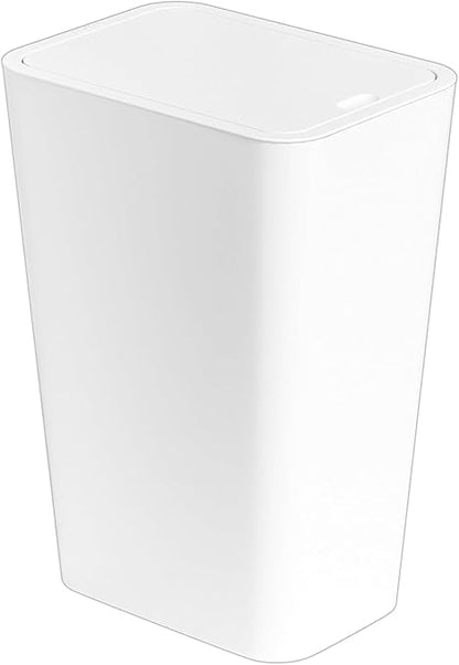 Yieach 12L White Slim Bathroom Trash Can with Lid,3.17 Gallon Pet/Dog Proof Kitchen Trash Can,Rectangle Thin Garbage Can,Covered Waste Basket,Narrow Small Plastic Trashcan for Room,Bedroom,Office,1PCS