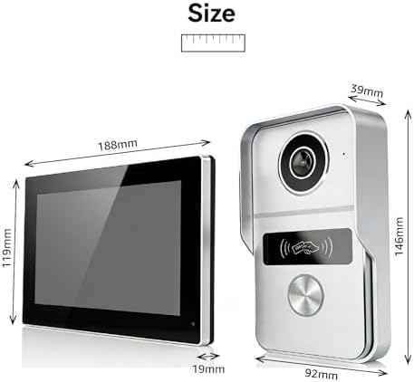 Wired Video Doorbell Apartment Intercom System, 1080P Doorbell Camera, 7-inch Touch Screen, Night Vision, Remote Unlock, Two-Way Intercom for Villa, Home, Office, with 1 Camera and 2 Monitors