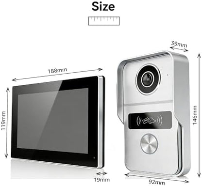 Wired Video Doorbell Apartment Intercom System, 1080P Doorbell Camera, 7-inch Touch Screen, Night Vision, Remote Unlock, Two-Way Intercom for Villa, Home, Office, with 1 Camera and 2 Monitors
