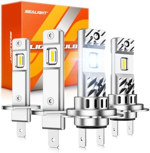 SEALIGHT H1 H7 Bulbs 140000LM Brighter, 6500K Xeon White S6 H7 H1 Light Bulb, 60000+ Ultra-long Life, 5 Min Plug-N-Play, Marker Light Assemblies, Pack of 2