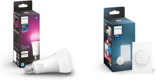 Philips Hue White and Color A21 High Lumen Smart Bulb, 1600 Lumens 1 Bulb & Wall Tap Dial Light Switch, Installation-Free, Smart Home, Exclusively Smart Lights, White, 1-Pack