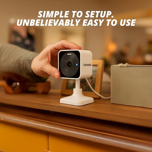 Defender GO 2K AI Powered WiFi Indoor/Outdoor Home, Business, Pet, Baby Security Camera, AI Detection, Dual Band, Spotlight/Siren, Color Night Vision, 2-Way Talk, Works with ClearVu App, 4 Pack