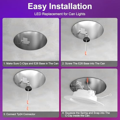 Color Changing LED Can Lights,12Pack Retrofit LED Recessed Lighting 5/6inch,13W 1050LM Smart Recessed Can Lights,Compatible with Alexa,Bluetooth APP Control,for Bedroom Kitchen Living Room