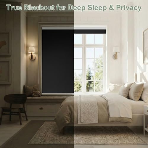 ZSHINE Motorized Blackout Roller Shades Remote Control Rechargeable(82010M)