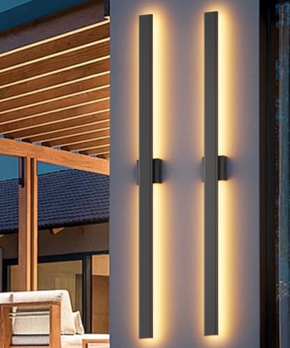 Aipsun 56.3" LED Outdoor Wall Light, Modern Black Exterior Lighting Fixture