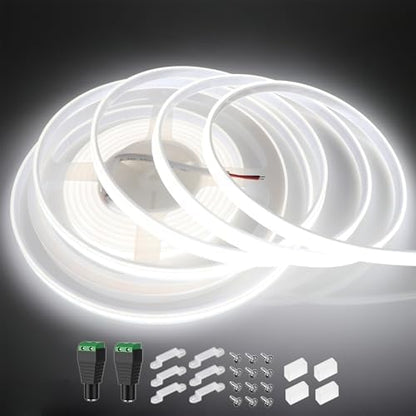 LEDENET COB LED Strip Lights Waterproof IP67 DC12V 16.4ft Cold White 6000K